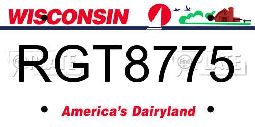 RGT8775 Wisconsin License Plate