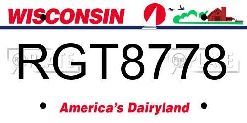 RGT8778 Wisconsin License Plate