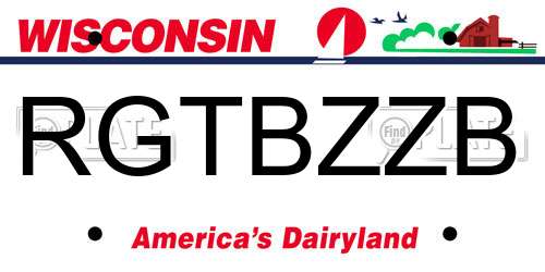 RGTBZZB Wisconsin License Plate