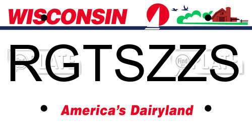 RGTSZZS Wisconsin License Plate