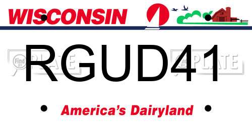 RGUD41 Wisconsin License Plate