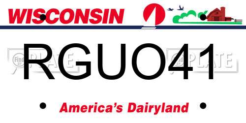 RGUO41 Wisconsin License Plate
