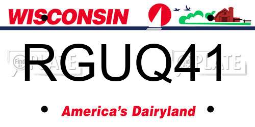 RGUQ41 Wisconsin License Plate
