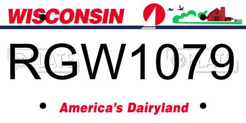 RGW1079 Wisconsin License Plate
