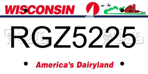 RGZ5225 Wisconsin License Plate