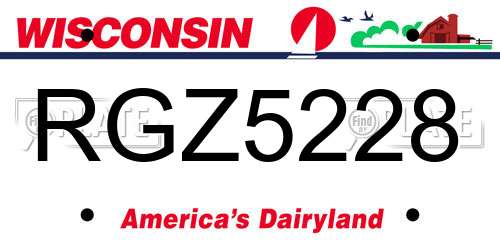 RGZ5228 Wisconsin License Plate