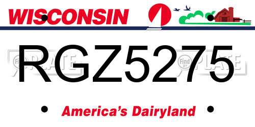 RGZ5275 Wisconsin License Plate
