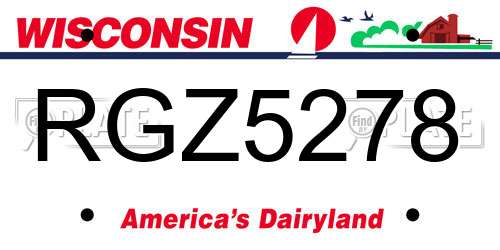 RGZ5278 Wisconsin License Plate