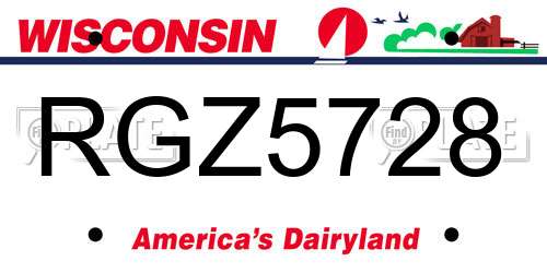RGZ5728 Wisconsin License Plate