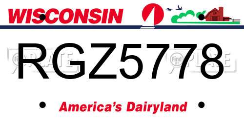 RGZ5778 Wisconsin License Plate