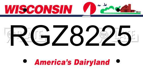RGZ8225 Wisconsin License Plate