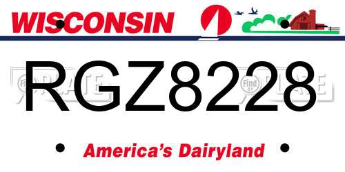 RGZ8228 Wisconsin License Plate