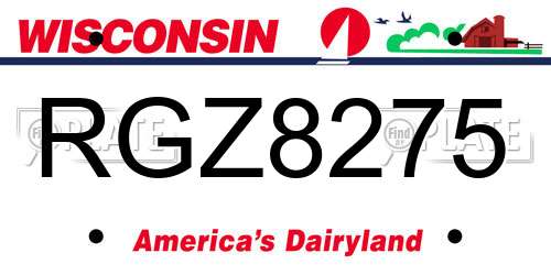 RGZ8275 Wisconsin License Plate