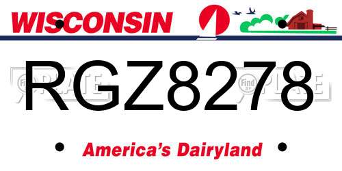RGZ8278 Wisconsin License Plate