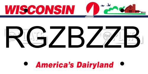 RGZBZZB Wisconsin License Plate