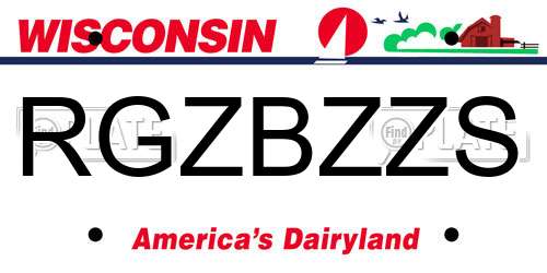 RGZBZZS Wisconsin License Plate