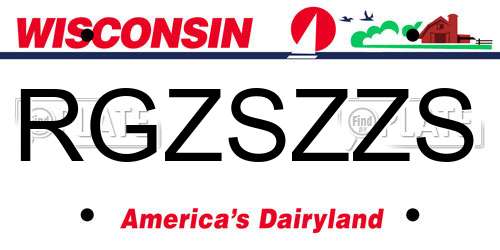 RGZSZZS Wisconsin License Plate