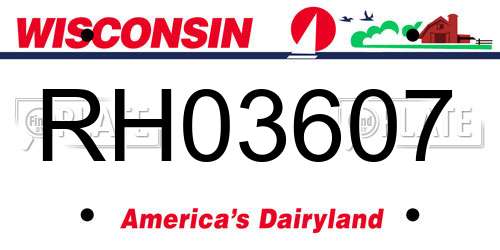 RH03607 Wisconsin License Plate