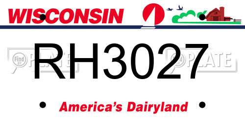 RH3027 Wisconsin License Plate