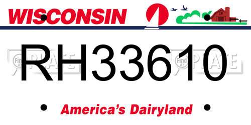 RH33610 Wisconsin License Plate