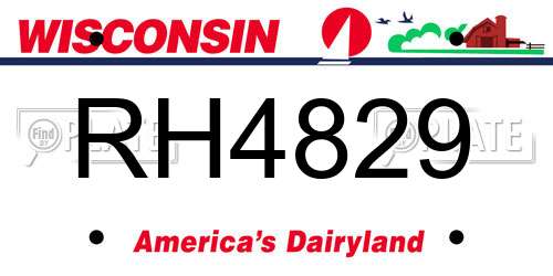 RH4829 Wisconsin License Plate