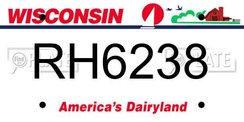 RH6238 Wisconsin License Plate