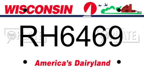RH6469 Wisconsin License Plate