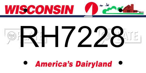 RH7228 Wisconsin License Plate