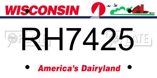 RH7425 Wisconsin License Plate