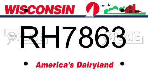RH7863 Wisconsin License Plate
