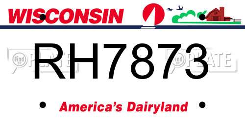 RH7873 Wisconsin License Plate
