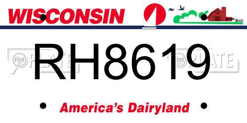 RH8619 Wisconsin License Plate