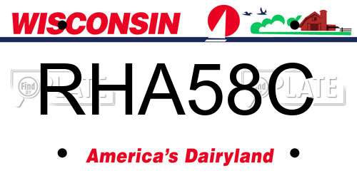 RHA58C Wisconsin License Plate