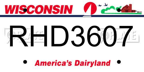 RHD3607 Wisconsin License Plate