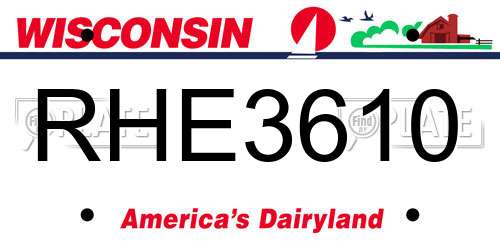 RHE3610 Wisconsin License Plate