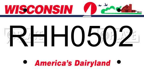 RHH0502 Wisconsin License Plate