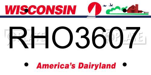 RHO3607 Wisconsin License Plate