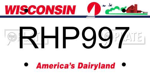 RHP997 Wisconsin License Plate