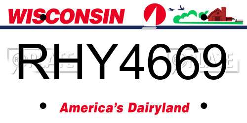 RHY4669 Wisconsin License Plate