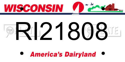 RI21808 Wisconsin License Plate