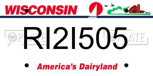 RI2I505 Wisconsin License Plate