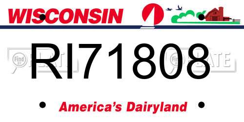 RI71808 Wisconsin License Plate