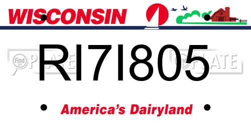 RI7I805 Wisconsin License Plate