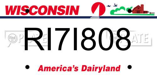 RI7I808 Wisconsin License Plate