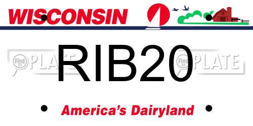 RIB20 Wisconsin License Plate