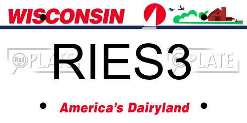 RIES3 Wisconsin License Plate