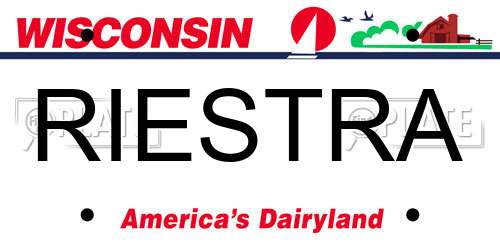 RIESTRA Wisconsin License Plate