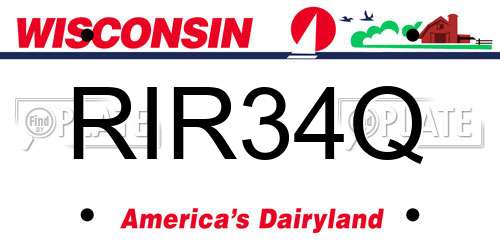 RIR34Q Wisconsin License Plate