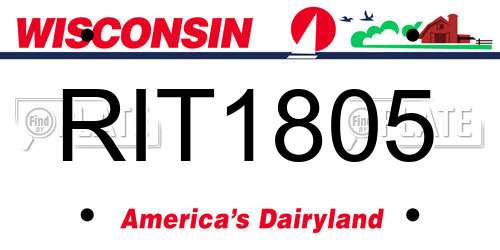 RIT1805 Wisconsin License Plate