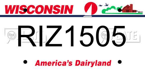 RIZ1505 Wisconsin License Plate